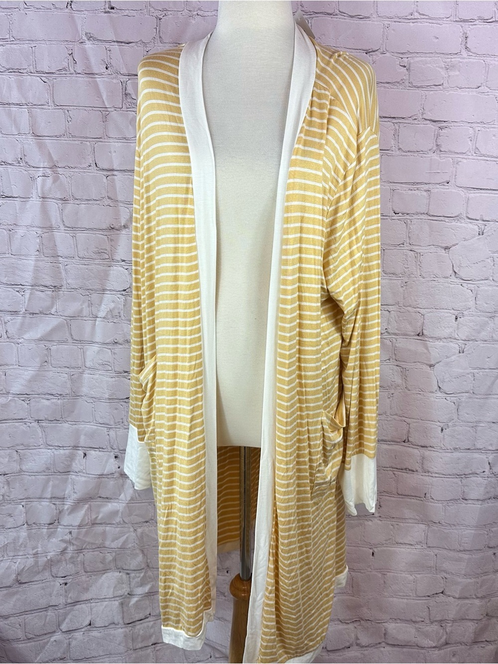 NWT Hemish USA mustard Striped Open-Front Cardigan Women 3X inventive layering